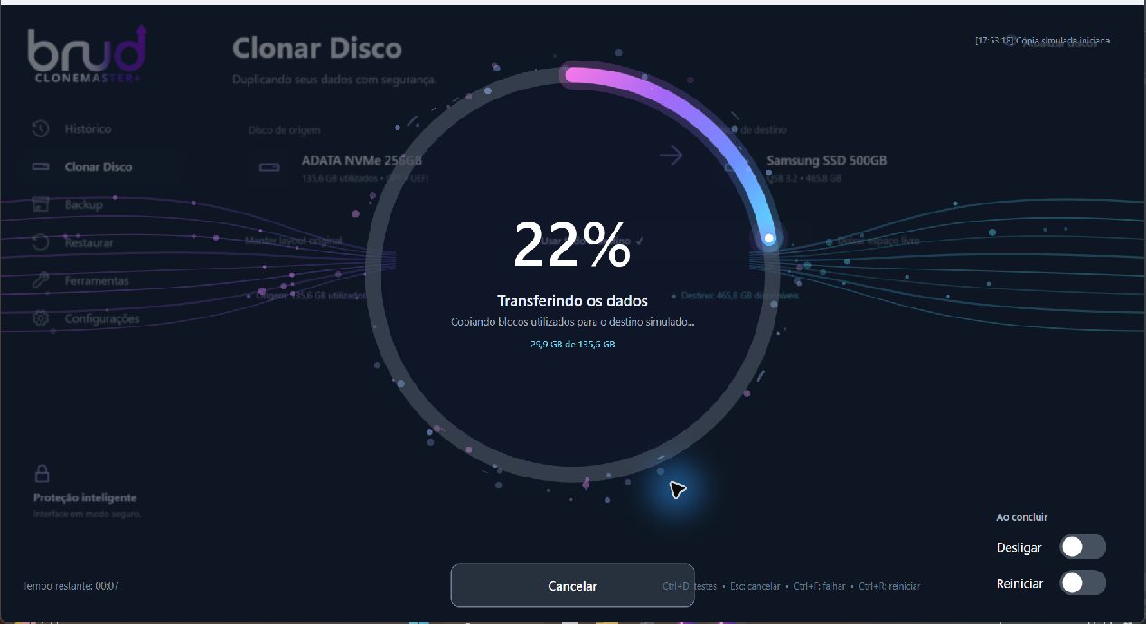 Processo no CloneMaster+